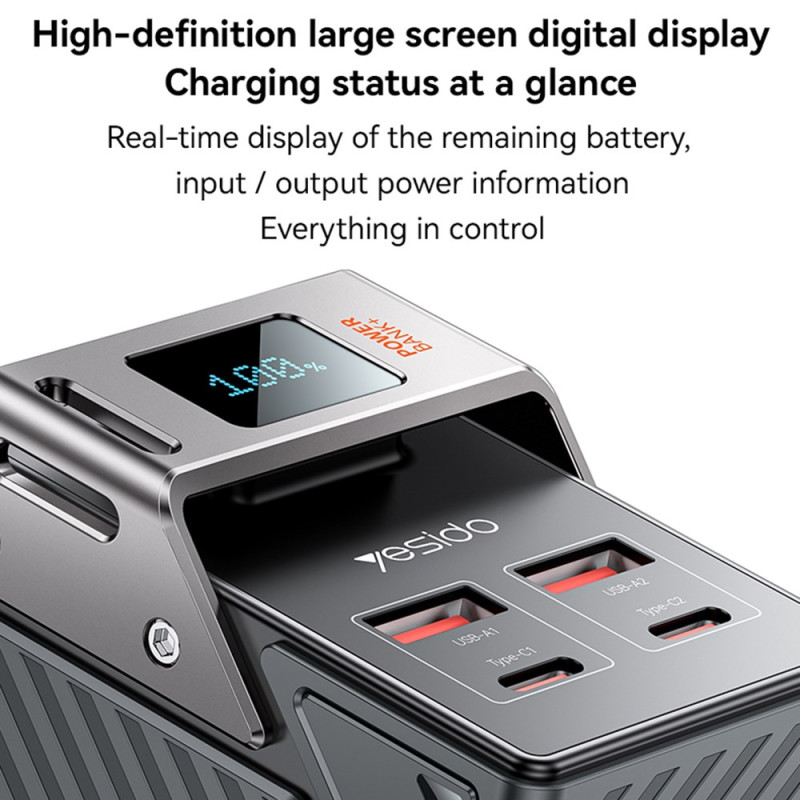 Powerbank Yesido YP62, 30000mAh, 22.5W, QC + PD, 2 x USB-A - 2 x USB-C, Czarny