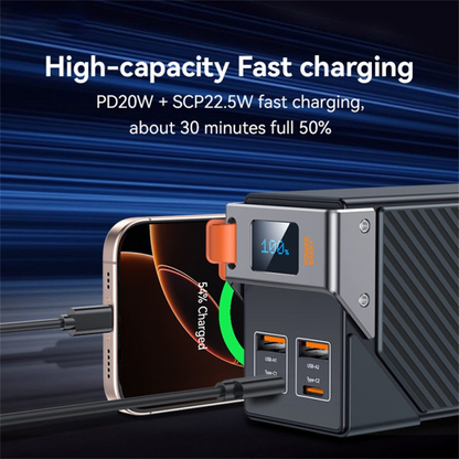 Powerbank Yesido YP62, 30000mAh, 22.5W, QC + PD, 2 x USB-A - 2 x USB-C, Czarny