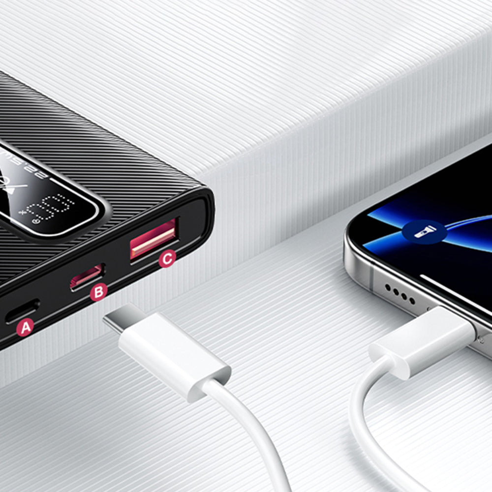 Yesido YP92 External Battery, 5000mAh, 22.5W, QC + PD, 1 x USB-A - 1 x USB-C, Black