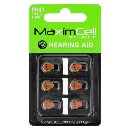 Bateria MaximCell Zinc Air, PR41 / ZA312, Zestaw 6 sztuk