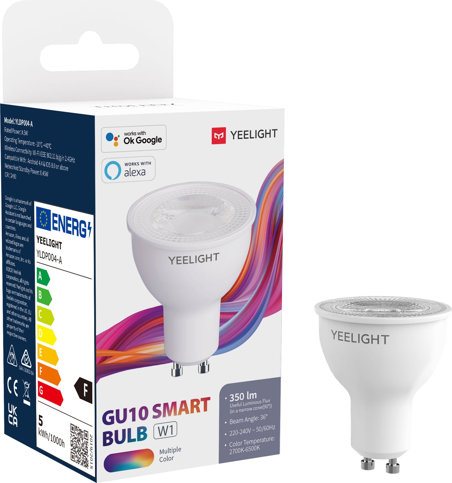 Żarówka LED Yeelight W1, Wi-Fi, GU10, 4.5W, 2700K - 6500K, 350lm, Wielokolorowa YLDP004-A