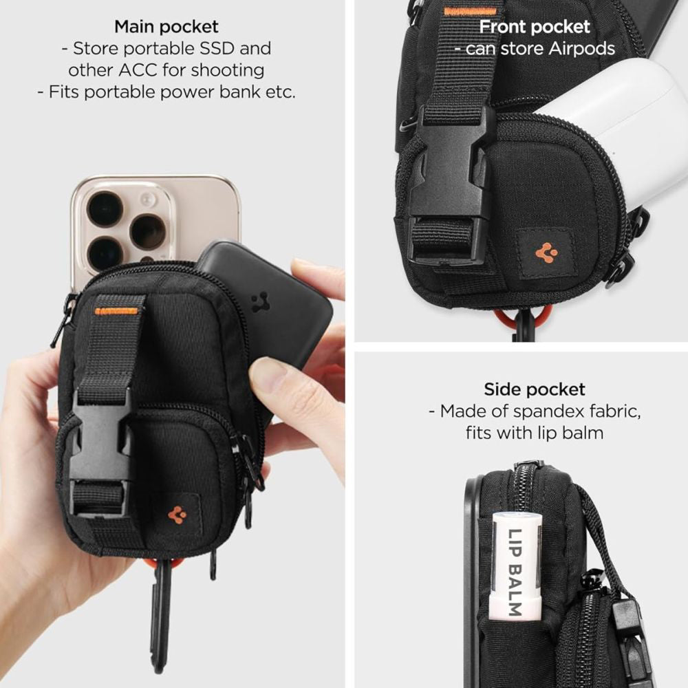 Uniwersalna Torba MagSafe na Telefon, Spigen, Snap Zip, Czarna