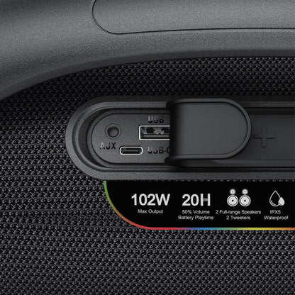 Acefast K11 Pro Portable Bluetooth Speaker, 102W, RGB, TWS, Waterproof, Black