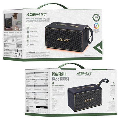 Acefast K3 Max Portable Bluetooth Speaker, 80W, RGB, Waterproof, Black