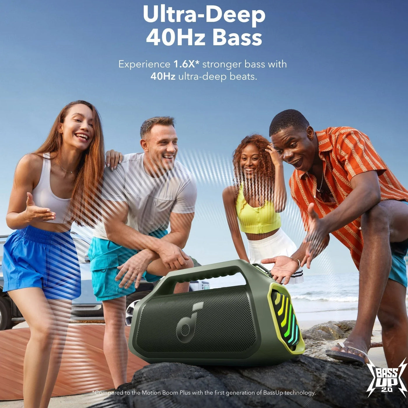 Przenośny głośnik Bluetooth Anker Soundcore Boom 2 Plus, 140W, RGB, wodoodporny, zielony A3134061 