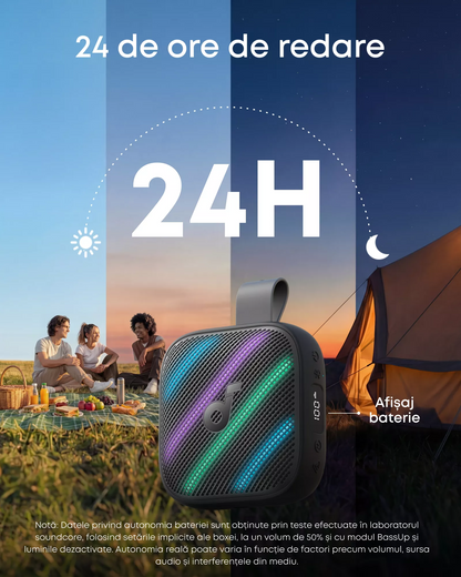 Przenośny głośnik Bluetooth Anker SoundCore Boom Go 3i, 15W, TWS, RGB, wodoodporny, czarny D5103010