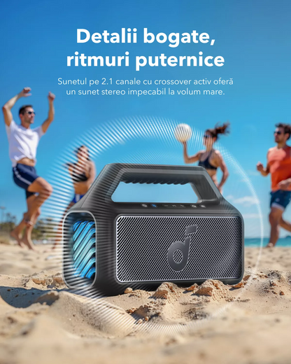 Przenośny głośnik Bluetooth Anker SoundCore Boom 2 Nowa Wersja, 80W, TWS, RGB, Wodoodporny, Czarny A3138012