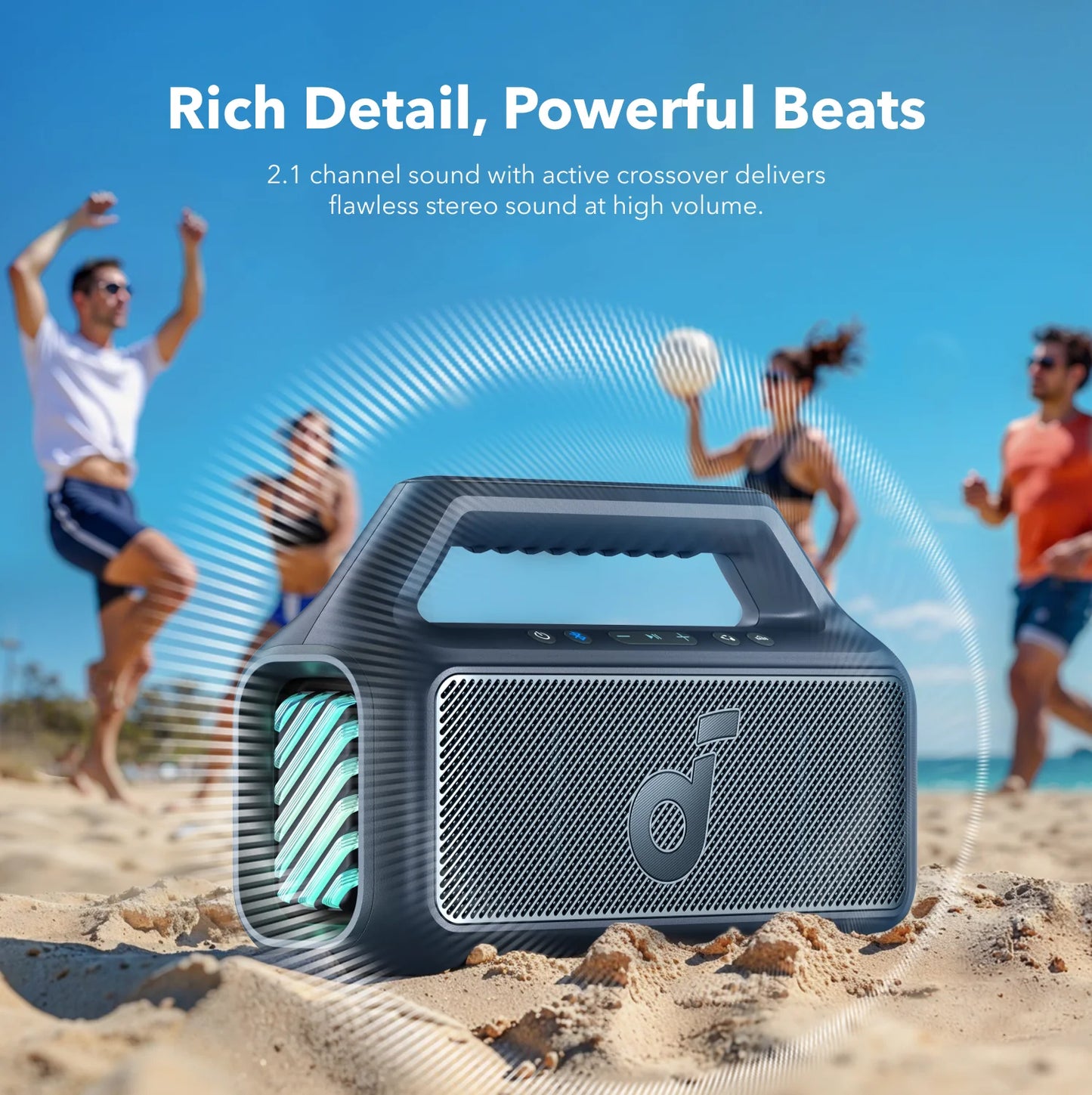 Przenośny Głośnik Bluetooth Anker SoundCore Boom 2, 80W, TWS, RGB, Wodoodporny, Niebieski A3138031