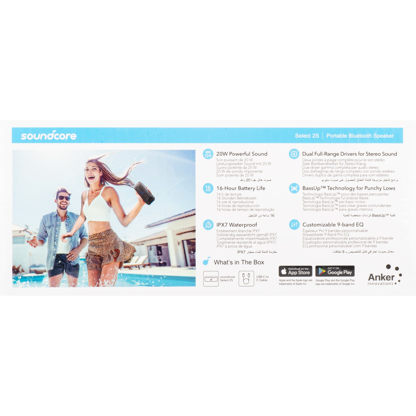 Głośnik Bluetooth Anker SoundCore Select 2S, 20W, Wodoodporny, Czarny A3171011
