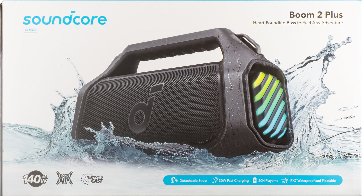 Przenośny głośnik Bluetooth Anker SoundCore Boom 2 Plus, 140W, TWS, RGB, Wodoodporny, Czarny A3134011