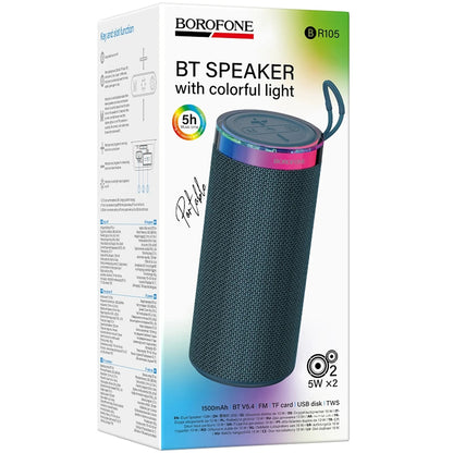 Przenośny głośnik Bluetooth Borofone BR105 Loud, 10W, TWS, RGB, Granatowy