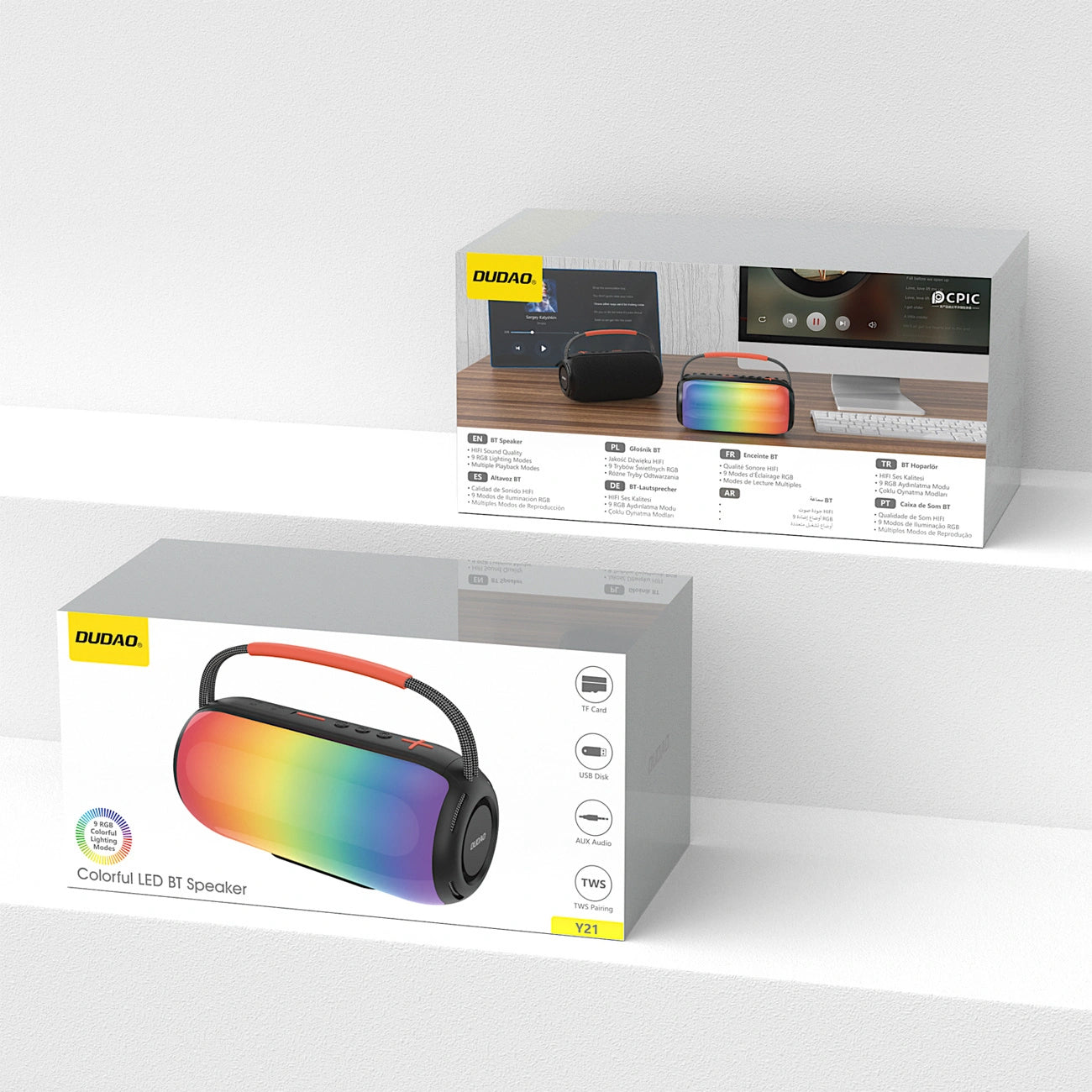 Przenośny głośnik Bluetooth Dudao Y21, 2 x 5W, TWS, RGB, Czarny