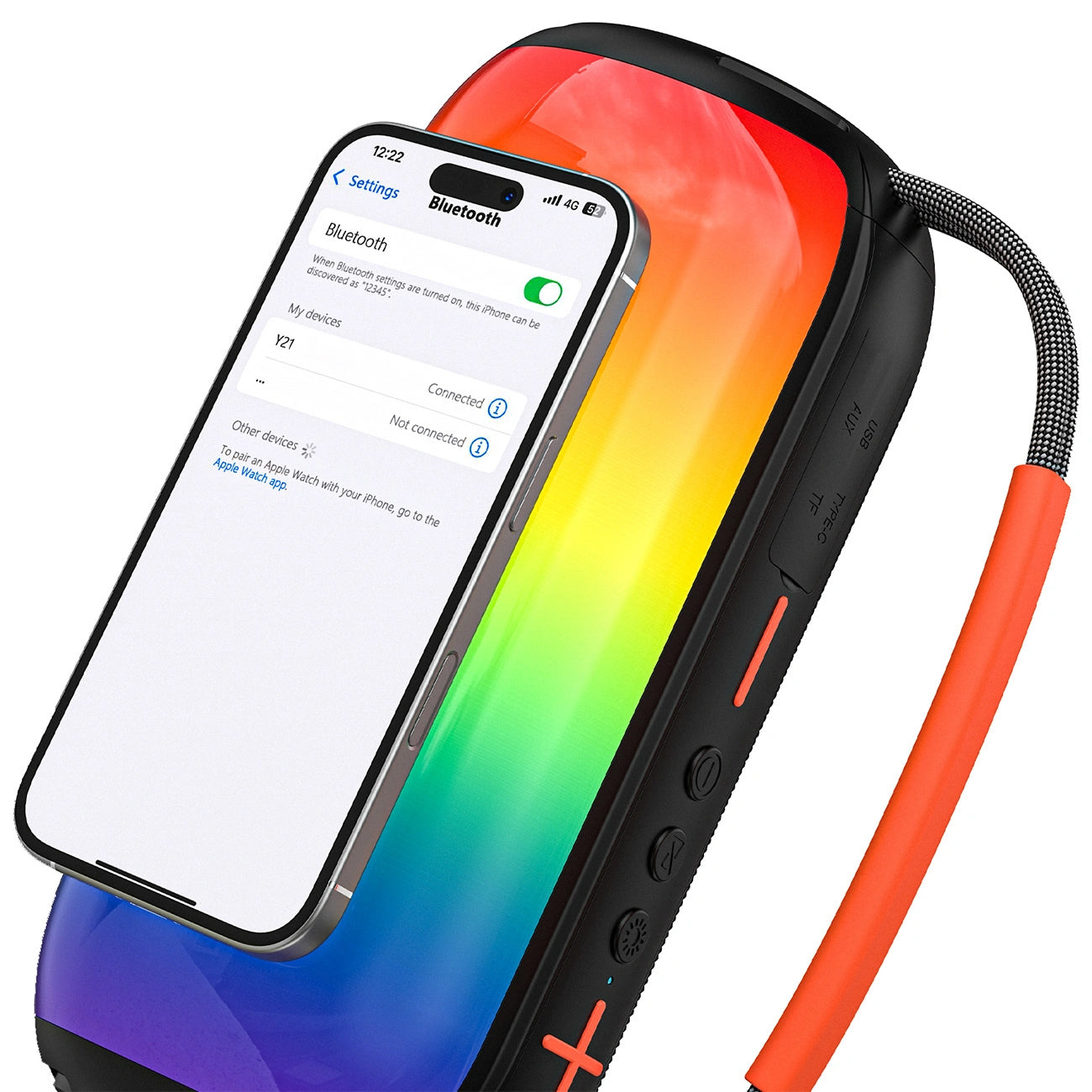Przenośny głośnik Bluetooth Dudao Y21, 2 x 5W, TWS, RGB, Czarny