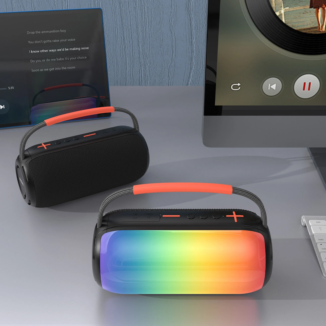 Przenośny głośnik Bluetooth Dudao Y21, 2 x 5W, TWS, RGB, Czarny