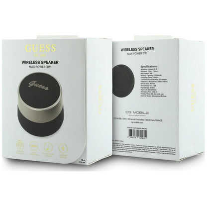 Guess Script Metal Logo Portable Bluetooth Speaker, 5W, TWS, Black