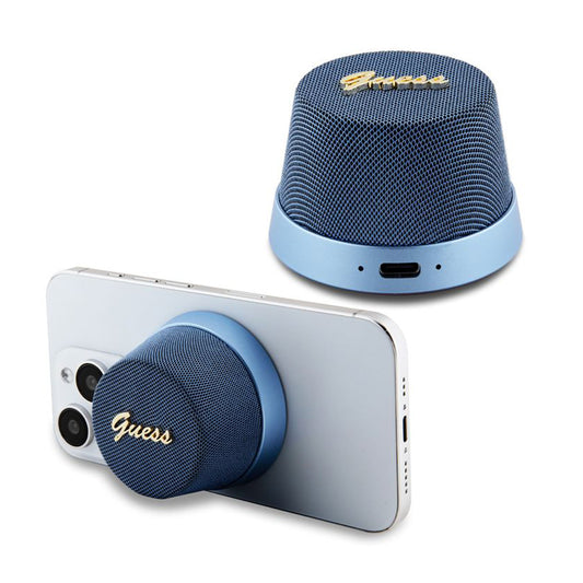 Przenośny Głośnik Bluetooth Guess Stand Magnetic Script Metal, 3W, Niebieski