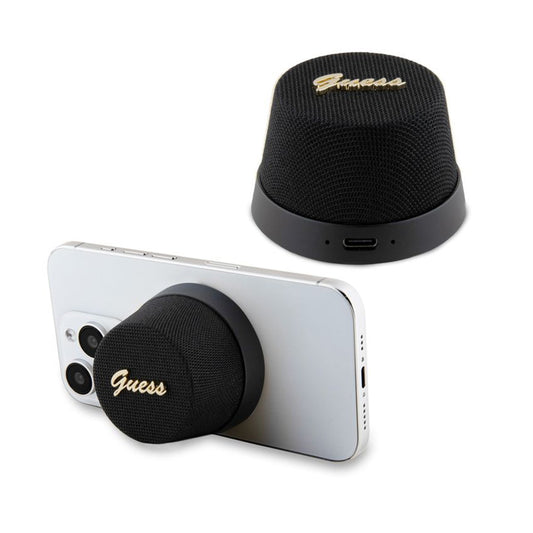 Przenośny Głośnik Bluetooth Guess Stand Magnetic Script Metal, 3W, Czarny