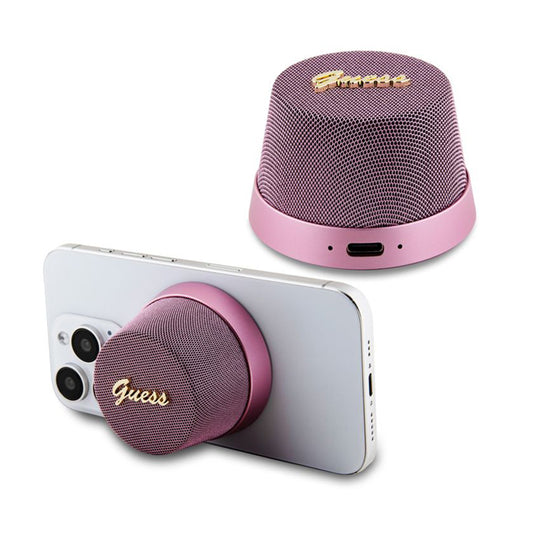Przenośny Głośnik Bluetooth Guess Stand Magnetic Script Metal, 3W, Różowy