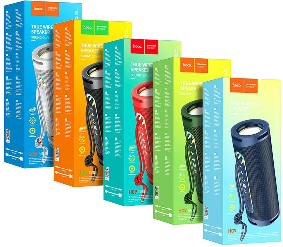 Przenośny głośnik Bluetooth HOCO HC9 Dazzling Pulse Sports, 10W, TWS, RGB, Niebieski