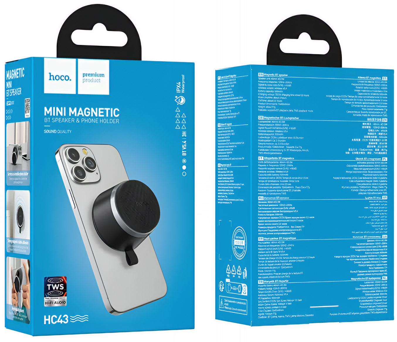 Przenośny głośnik Bluetooth HOCO HC43 Mini Magnetic, 8W, TWS, Czarny