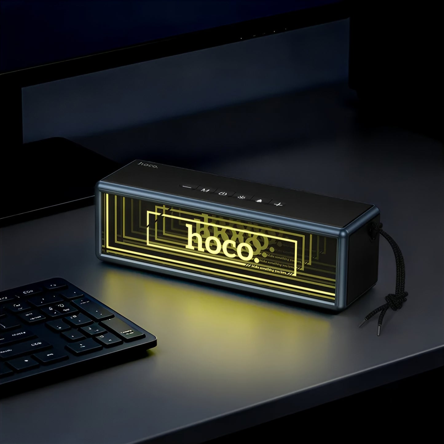 Przenośny głośnik Bluetooth HOCO HC40, 2 x 10W, TWS, RGB, Czarny
