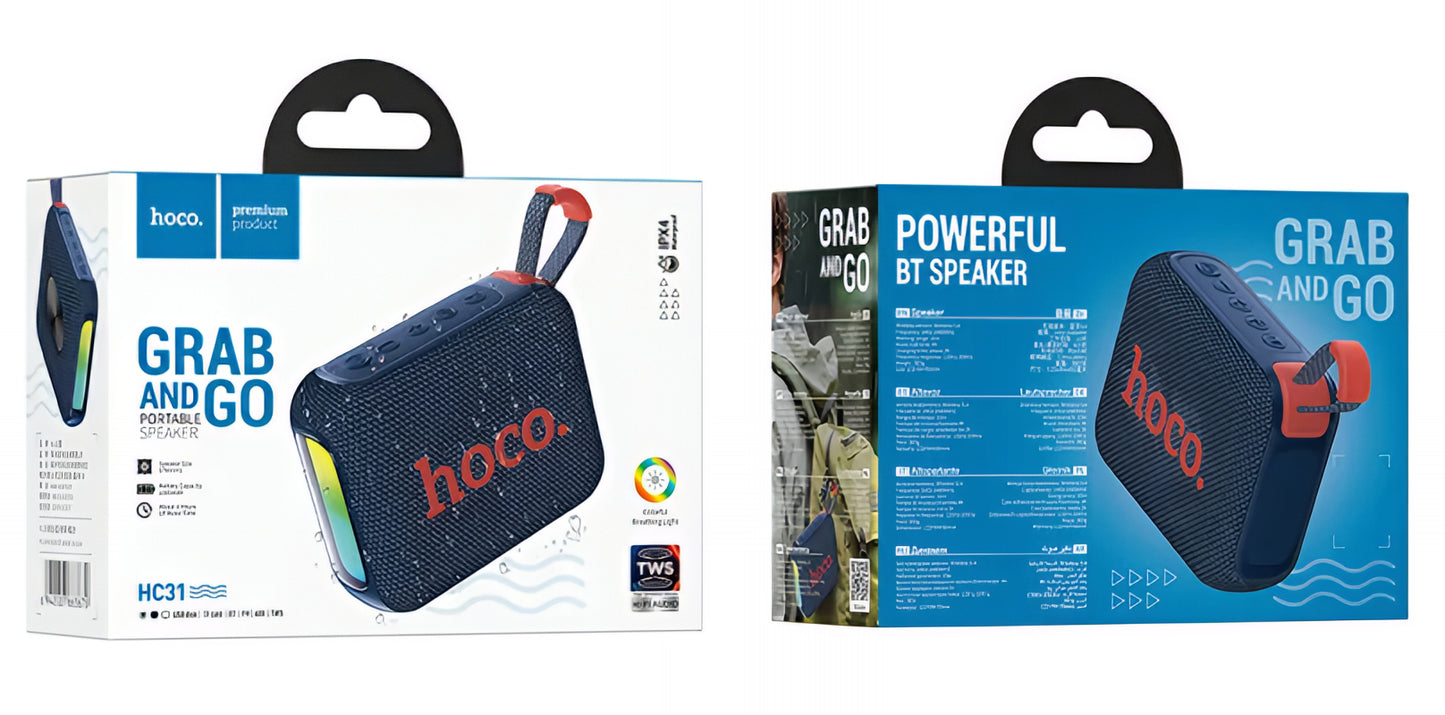 Przenośny głośnik Bluetooth HOCO HC31, 10W, TWS, RGB, Wodoodporny, Granatowy
