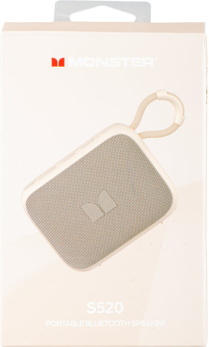 Przenośny głośnik Bluetooth Monster S520, 5W, TWS, RGB, wodoodporny, jasny kremowy