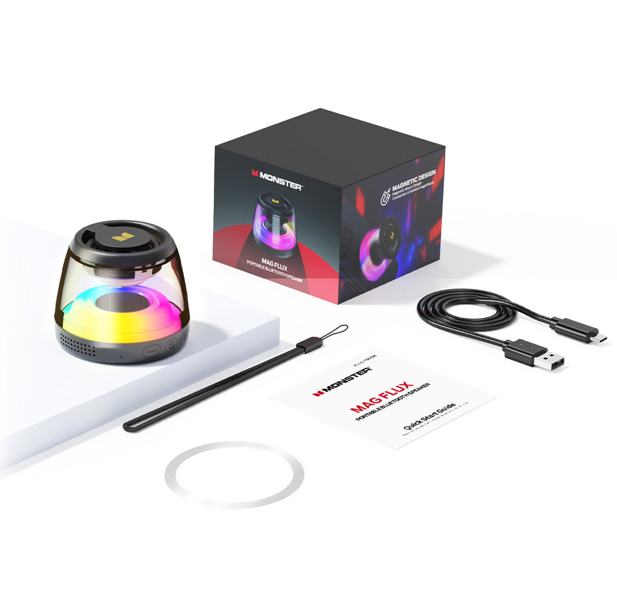 Przenośny głośnik Bluetooth Monster Mag Flux, 5W, TWS, RGB, Czarny