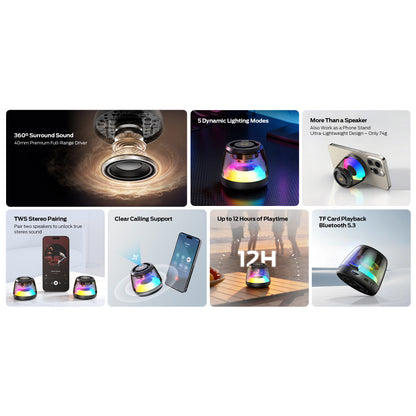 Przenośny głośnik Bluetooth Monster Mag Flux, 5W, TWS, RGB, Czarny