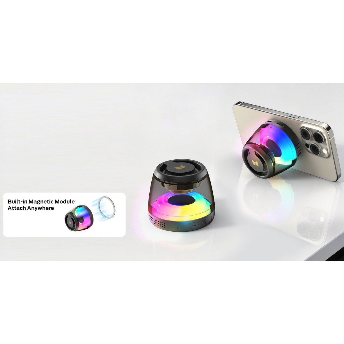 Przenośny głośnik Bluetooth Monster Mag Flux, 5W, TWS, RGB, Czarny