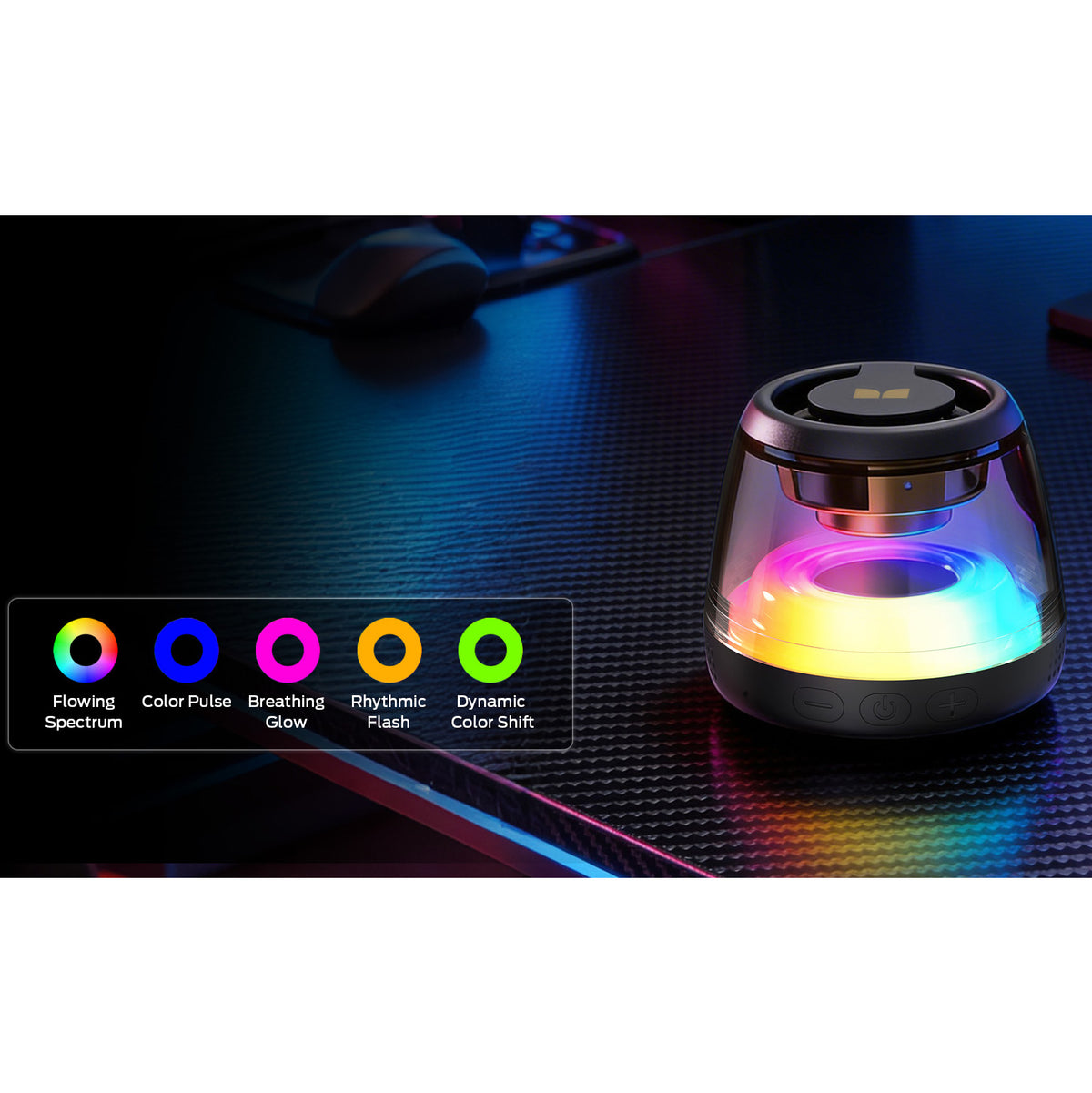Przenośny głośnik Bluetooth Monster Mag Flux, 5W, TWS, RGB, Czarny