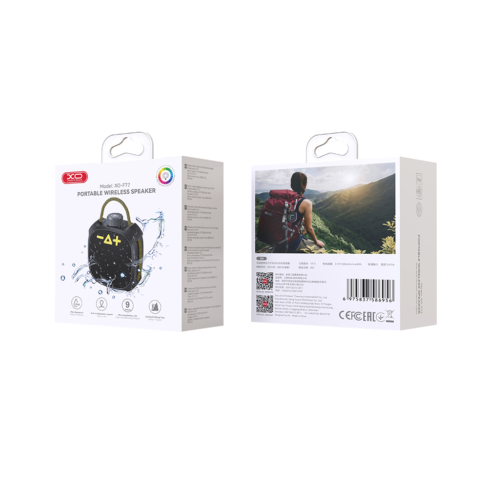 Przenośny Głośnik Bluetooth XO Design F77, TWS, RGB, Wodoodporny, Czarny