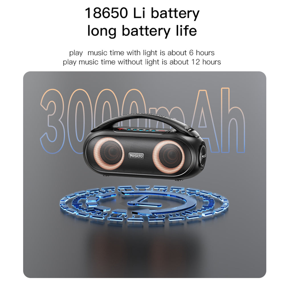 Przenośny głośnik Bluetooth Yesido YSW19, 40W, RGB, Wodoodporny, Czarny