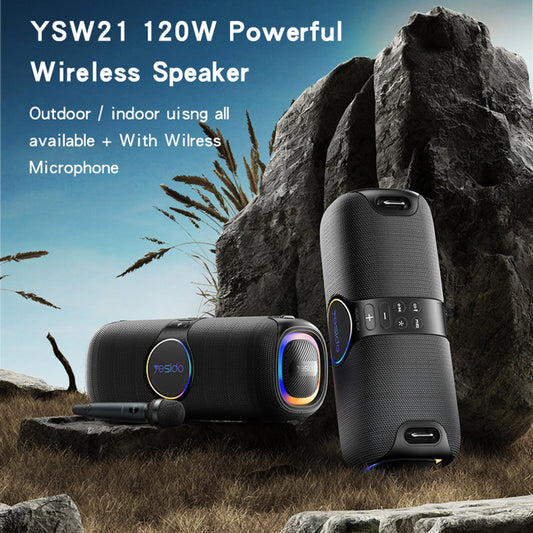 Głośnik Bluetooth Yesido YSW21 Karaoke, 120W, RGB, Wodoodporny, Czarny