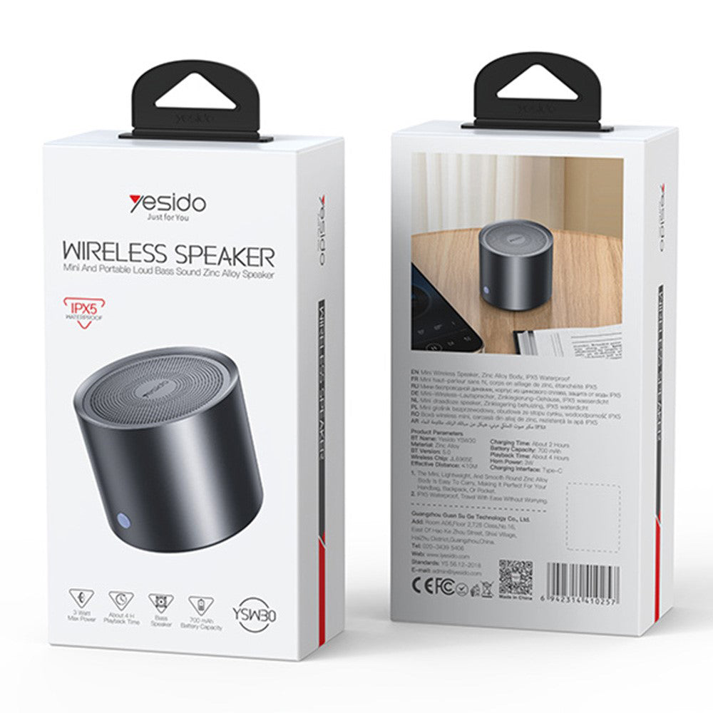 Głośnik Bluetooth Yesido YSW30, 3W, Wodoodporny, Czarny