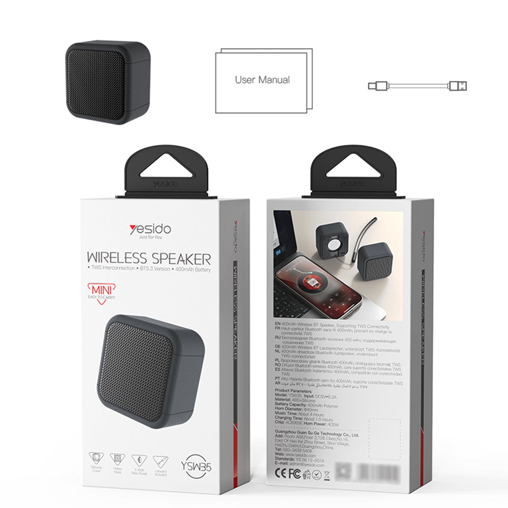Przenośny głośnik Bluetooth Yesido YSW35, 5W, TWS, Wodoodporny, Czarny