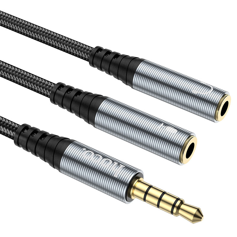 Adapter Audio 3.5mm - 2 x 3.5mm HOCO UPA21-2, 0.25m, Czarny