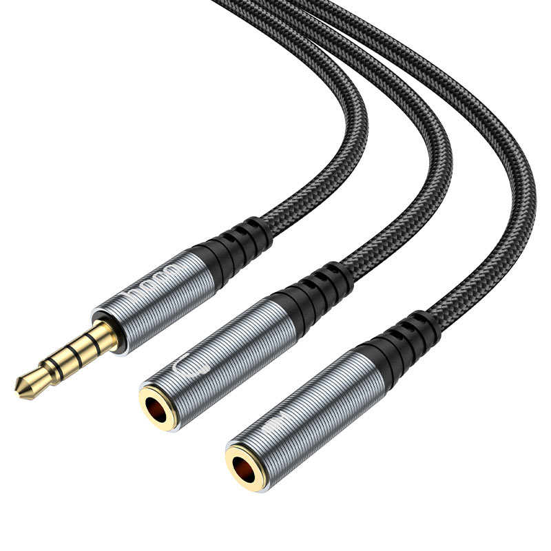 Adapter Audio 3.5mm - 2 x 3.5mm HOCO UPA21-2, 0.25m, Czarny