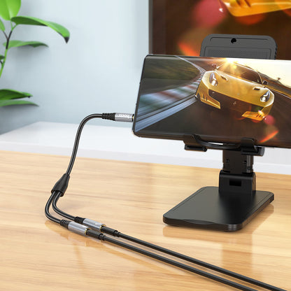 Adapter Audio 3.5mm - 2 x 3.5mm HOCO UPA21-2, 0.25m, Czarny