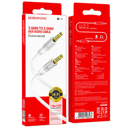 Kabel Audio 3.5mm - 3.5mm Borofone BL19 Creator, 1m, Biały