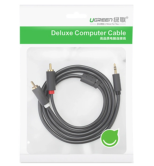 Kabel Audio 3.5mm - 2 x RCA UGREEN AV102, 2m, Czarny