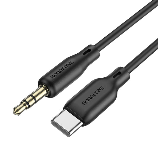 Kabel audio 3,5 mm - USB-C Borofone BL18, 1 m, czarny 