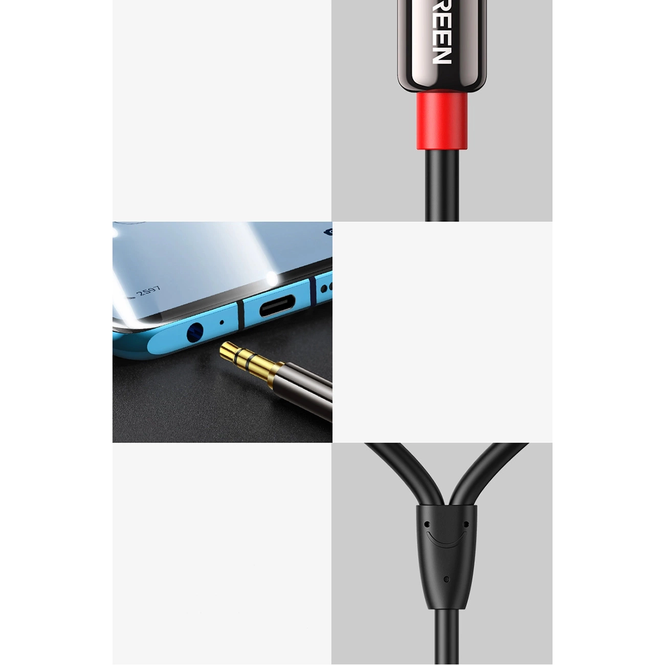 3.5mm Audio Cable - 2 x RCA UGREEN AV116, 1m, Black