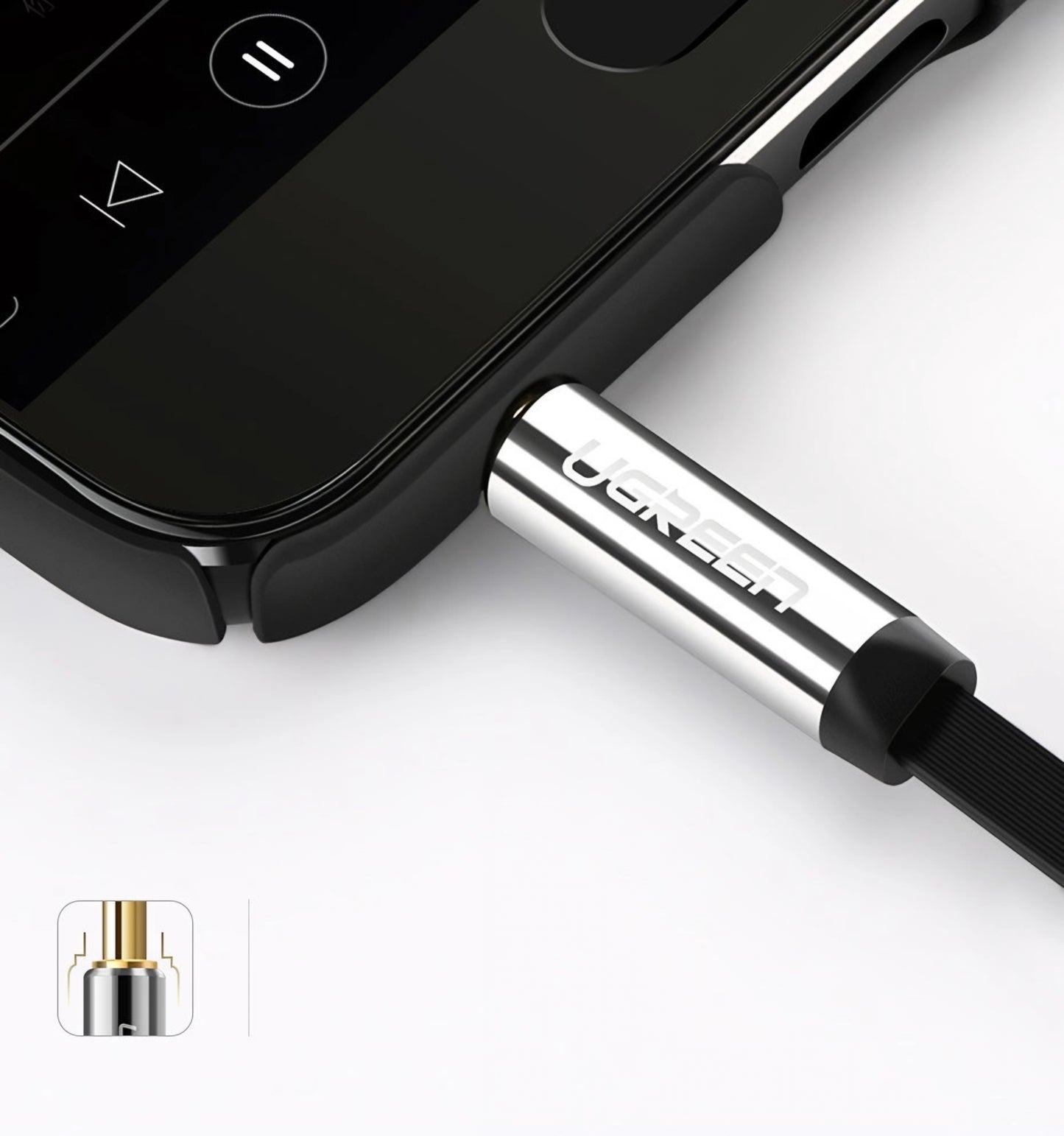 Kabel Audio 3.5mm - 3.5mm UGREEN AV119 Angled, 1.5m, Czarny