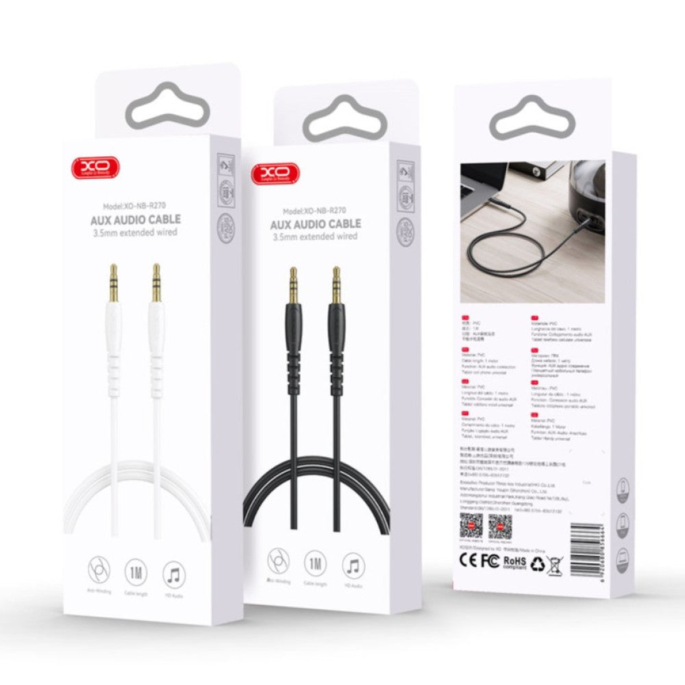 Kabel Audio 3.5mm - 3.5mm XO Design NB-R270, 1m, Biały