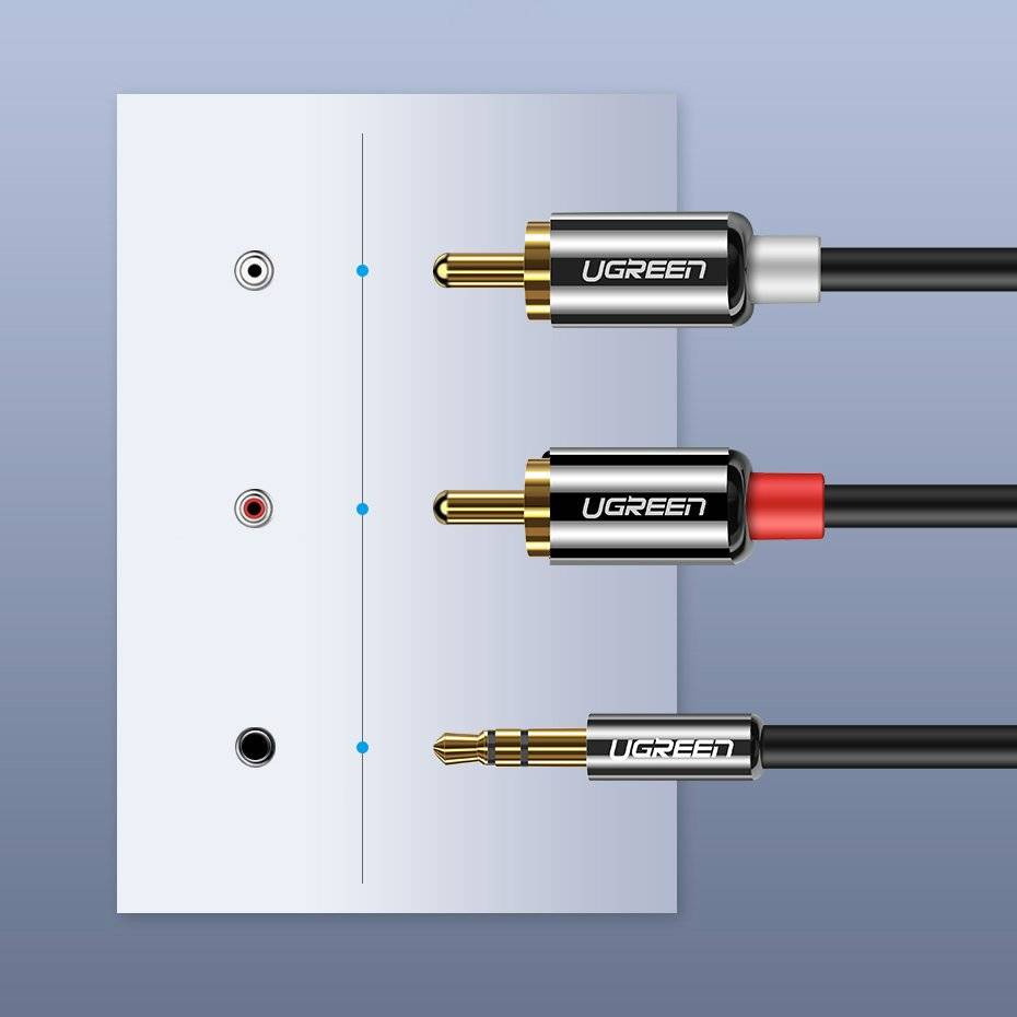 Kabel Audio 3.5mm - 2 x RCA UGREEN AV116, 2m, Czarny