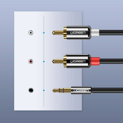 Kabel Audio 3.5mm - 2 x RCA UGREEN AV116, 2m, Czarny