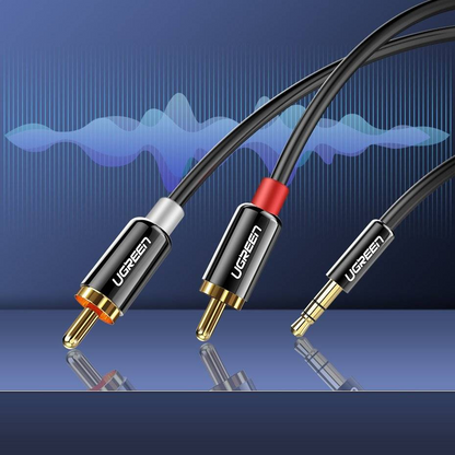 Kabel Audio 3.5mm - 2 x RCA UGREEN AV116, 2m, Czarny