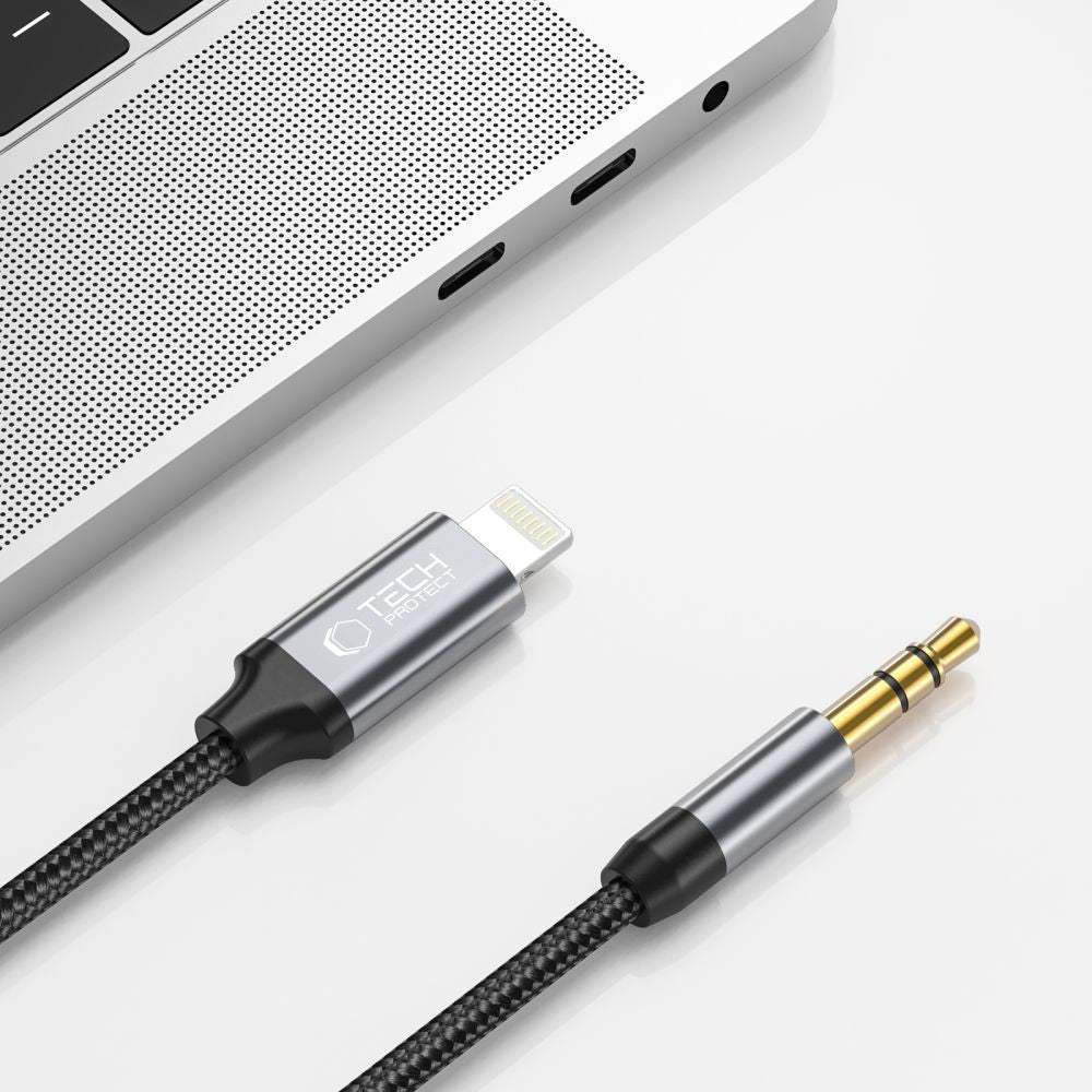 Kabel Audio Lightning - 3,5 mm Tech-Protect Ultraboost, 1m, Czarny