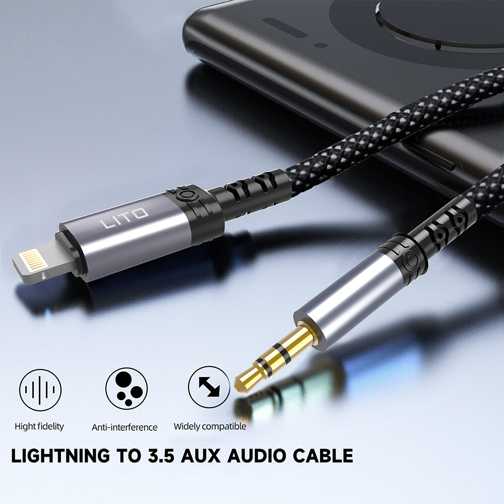Kabel Audio Lightning - 3.5mm Lito LA01L, 1m, Czarny